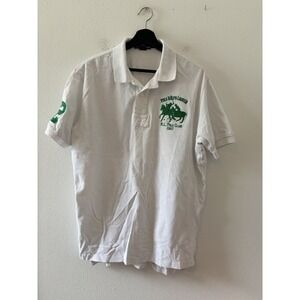 Polo Ralph Lauren RL Polo Club 1967 Shirt Mens White Green Big Pony Number 2 L